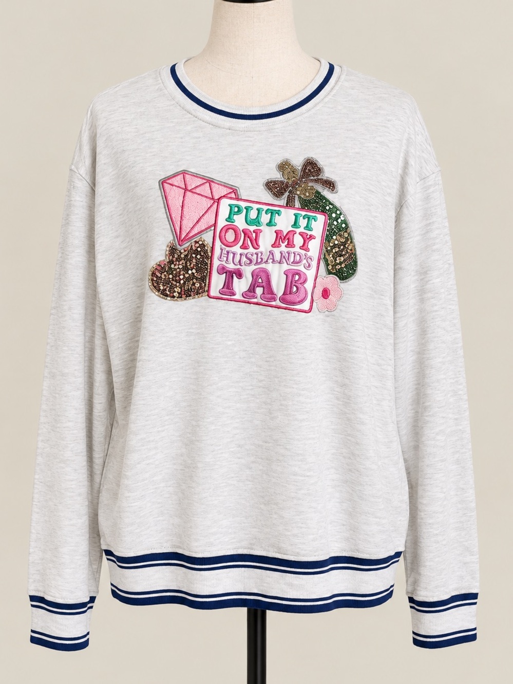 Simply Southern Put It On My Husband’s Tab Sequin Sweatshirt Large